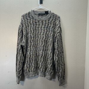 Jhane Barnes Sweater Mens Sz S 3D Geometric Style Pullover Long Sleeve Oversized